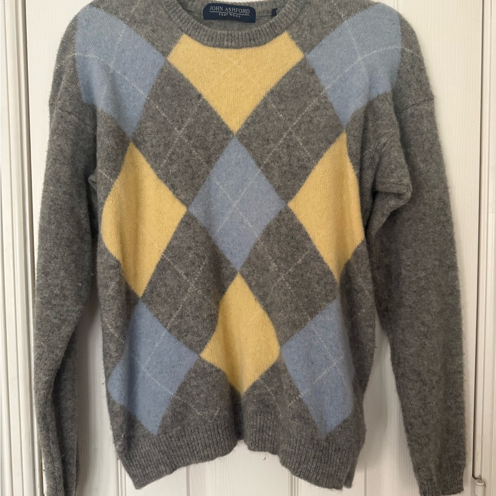 John Ashford Gray and Yellow Crewneck Sweater